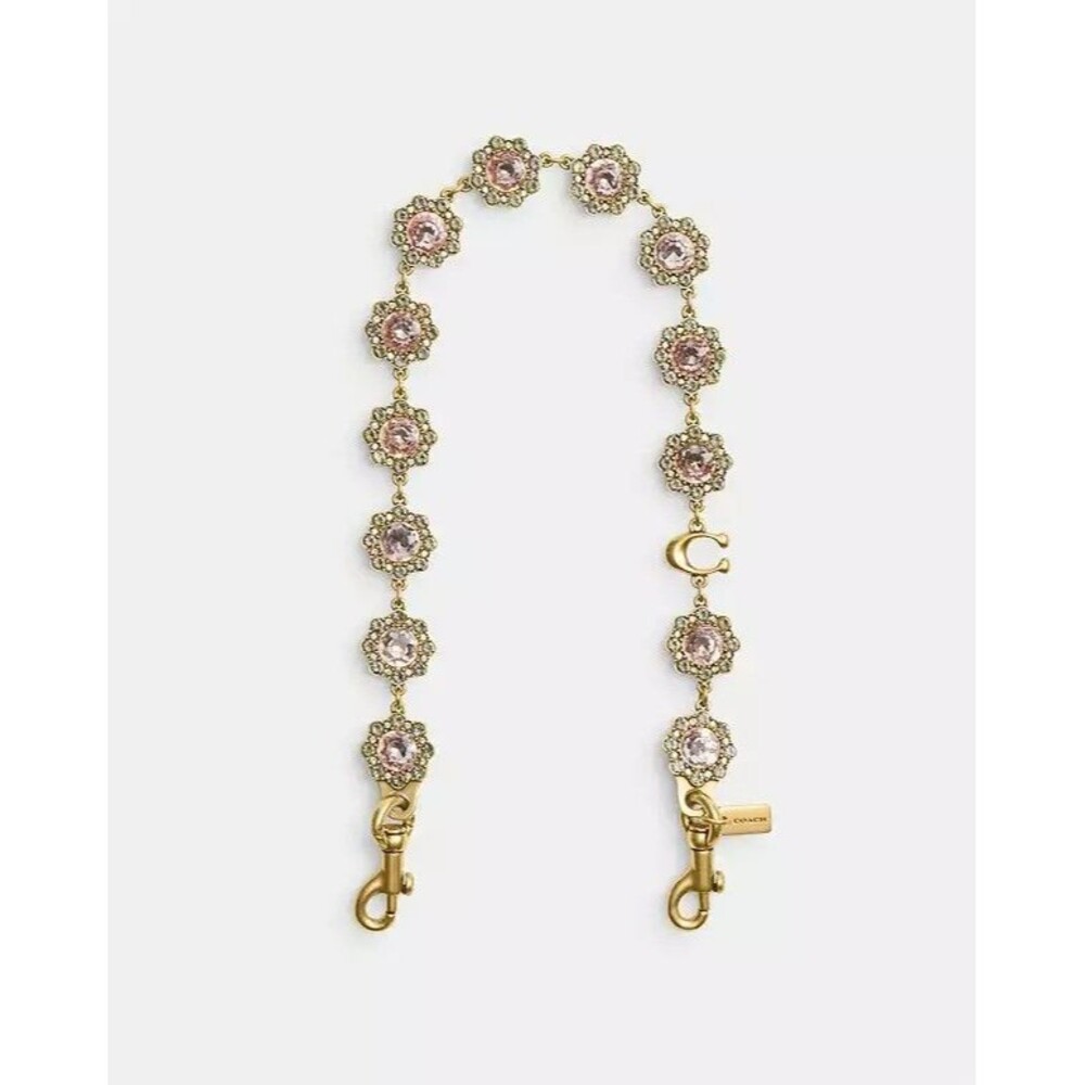 Coach Short Jewelry Chain Strap Brass/Pink Multi NWT